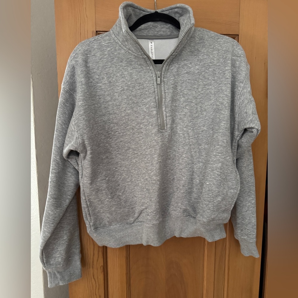 Fabletics Women's Light Heather Gray Quarter-Zip Pullover